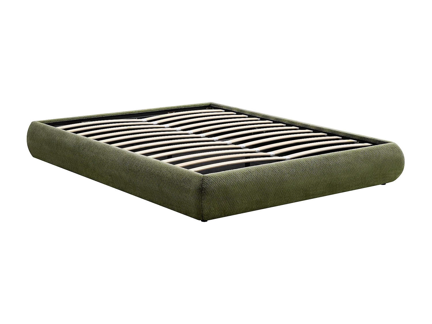 Sommier coffre 140 x 190 cm en tissu texturé - Vert - LELINA de YSMÉE