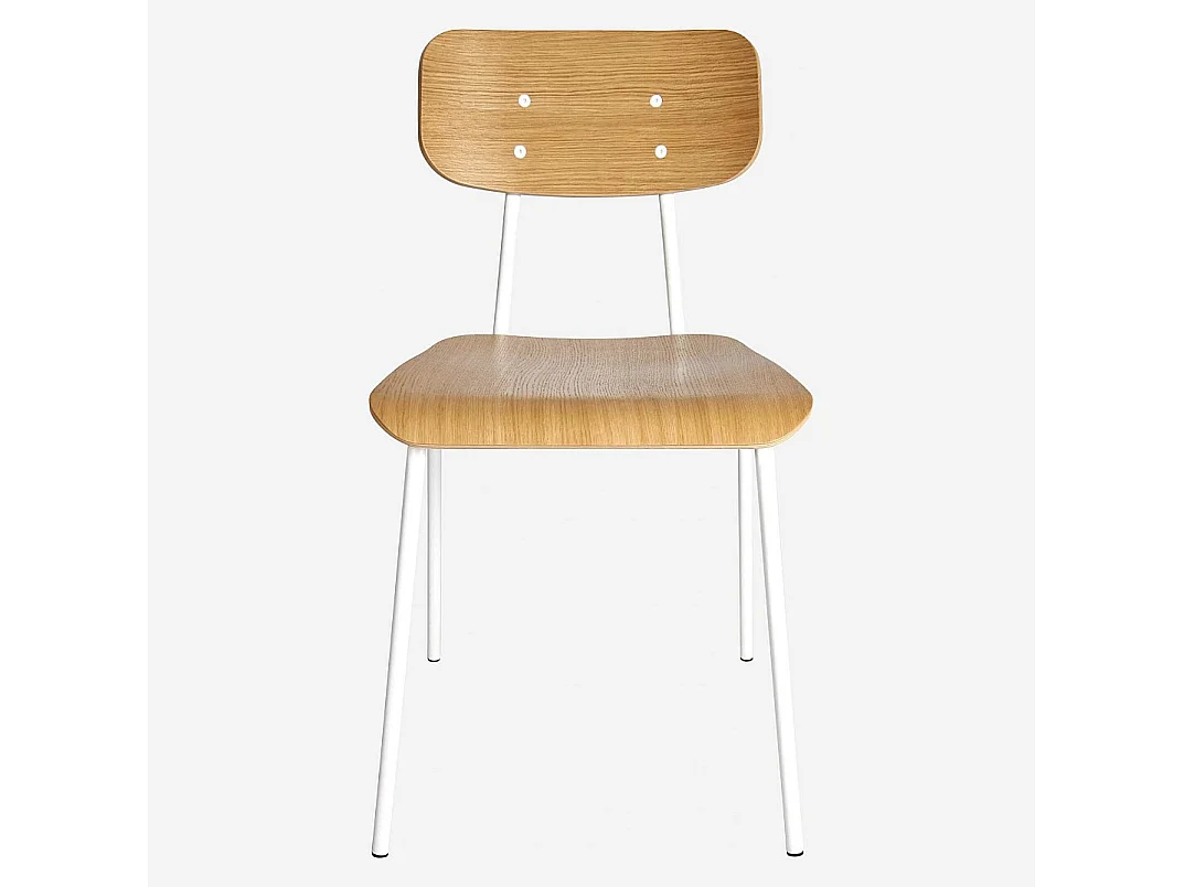 Chaise en chêne et acier laqué - Blanc
