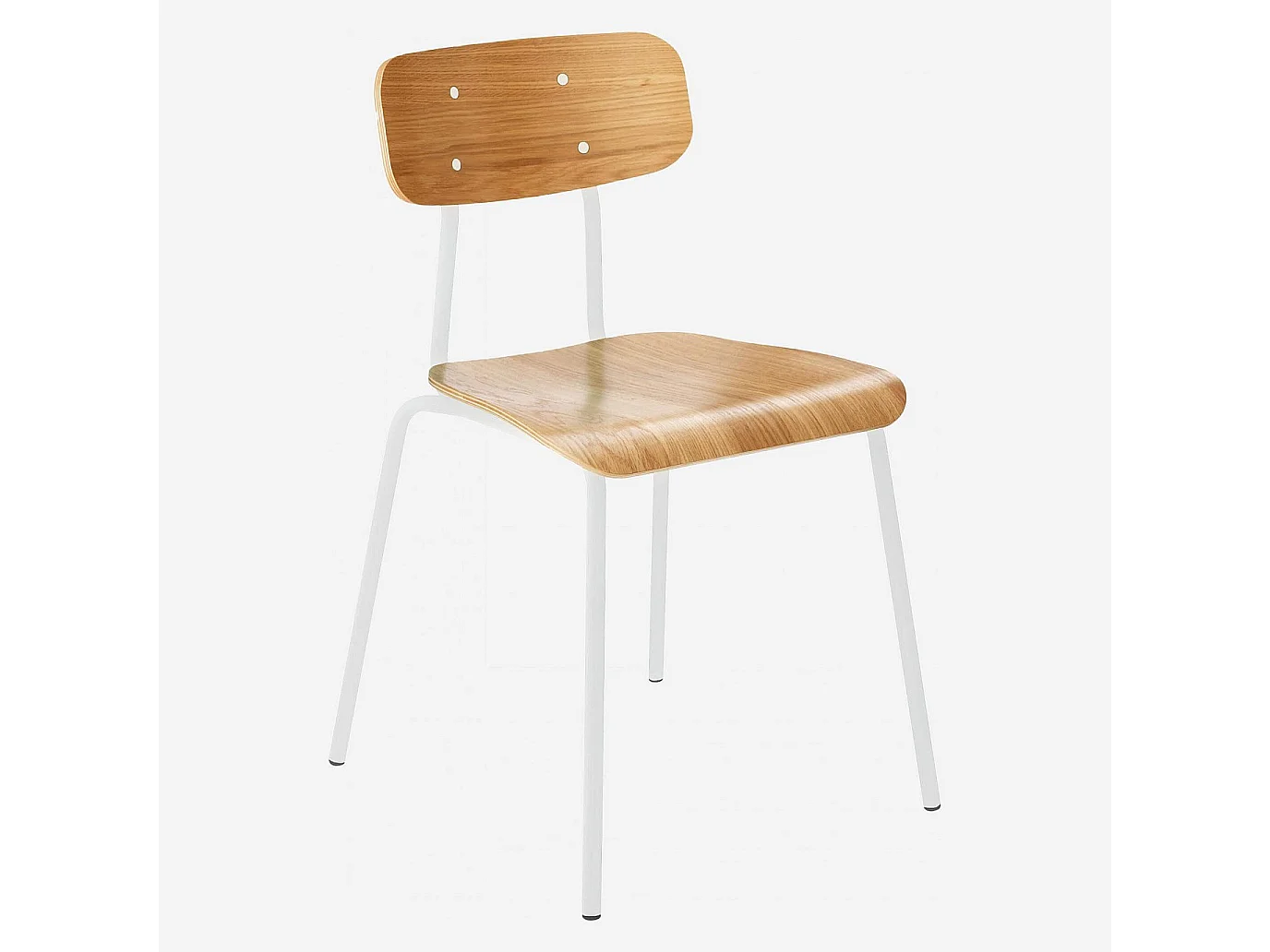 Chaise en chêne et acier laqué - Blanc