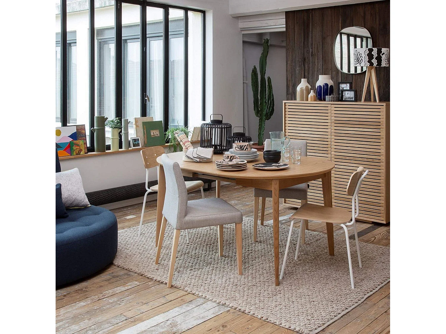 Chaise en chêne et acier laqué - Blanc