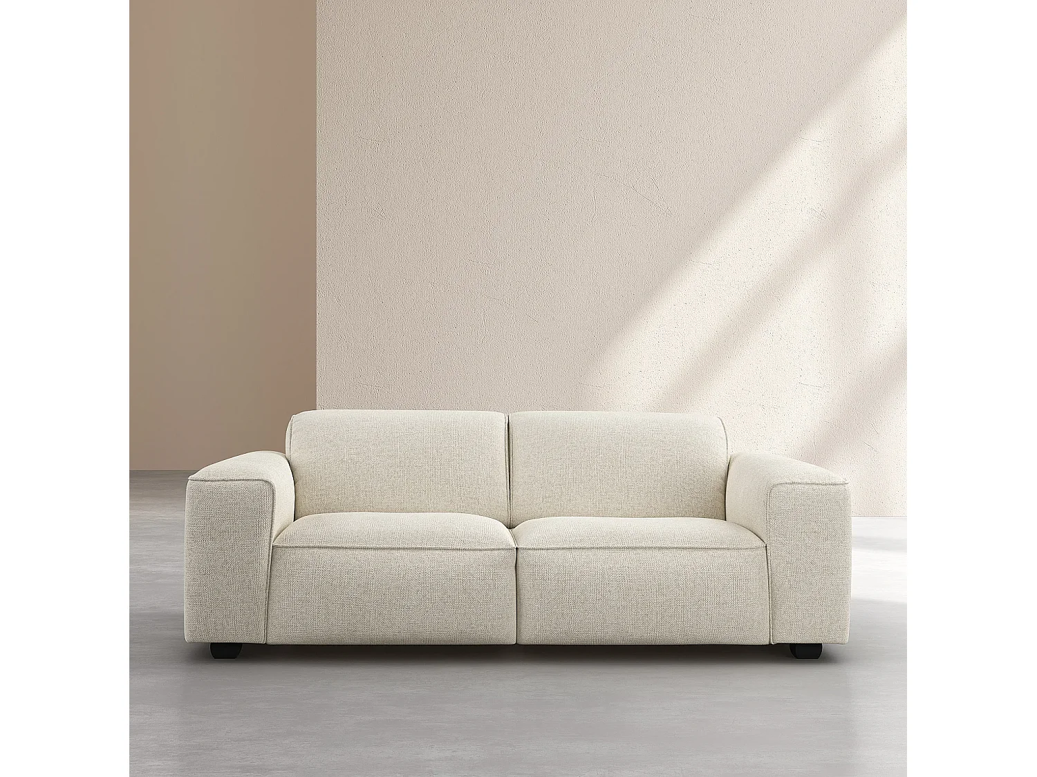 Canapé 3 places en tissu chenille Nino - Crème