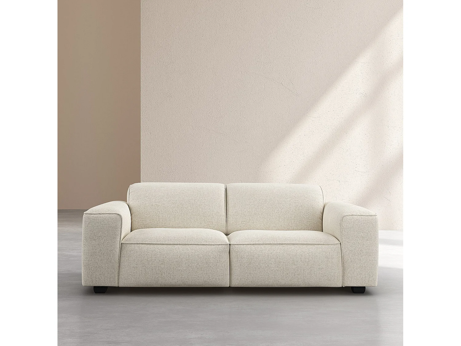 Canapé 3 places en tissu chenille Nino - Crème