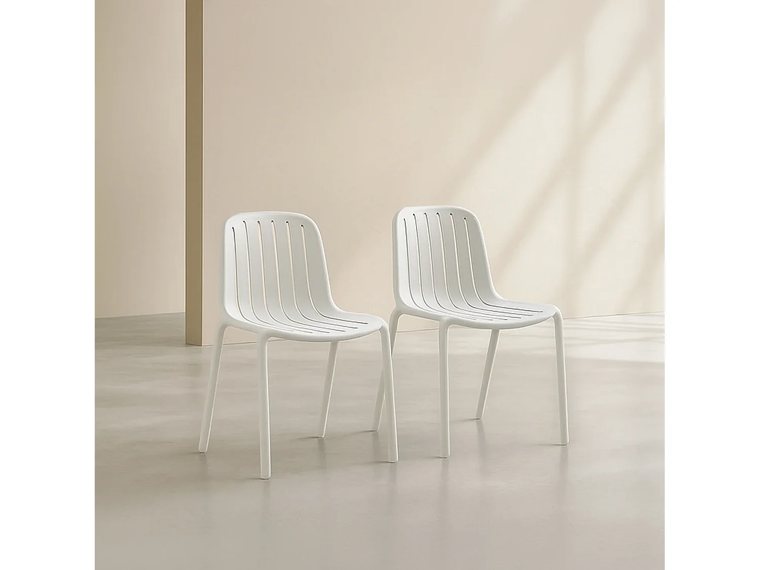 Lot de 2 chaises de jardin en polypropylène - Blanc opalin