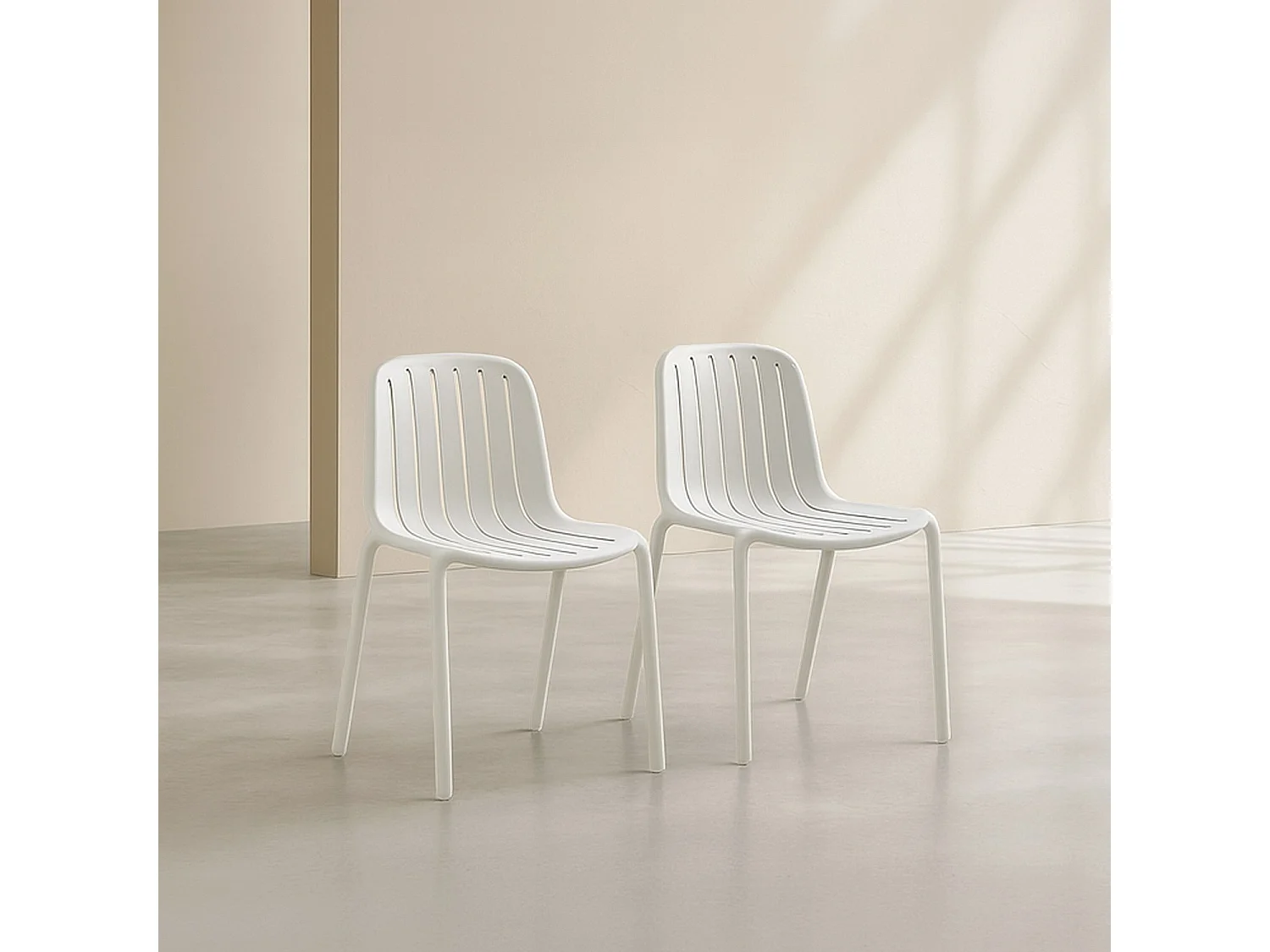 Lot de 2 chaises de jardin en polypropylène - Blanc opalin