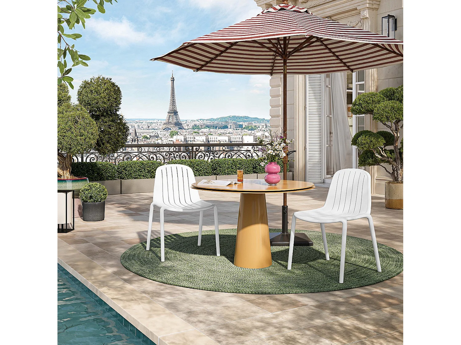 Lot de 2 chaises de jardin en polypropylène - Blanc opalin