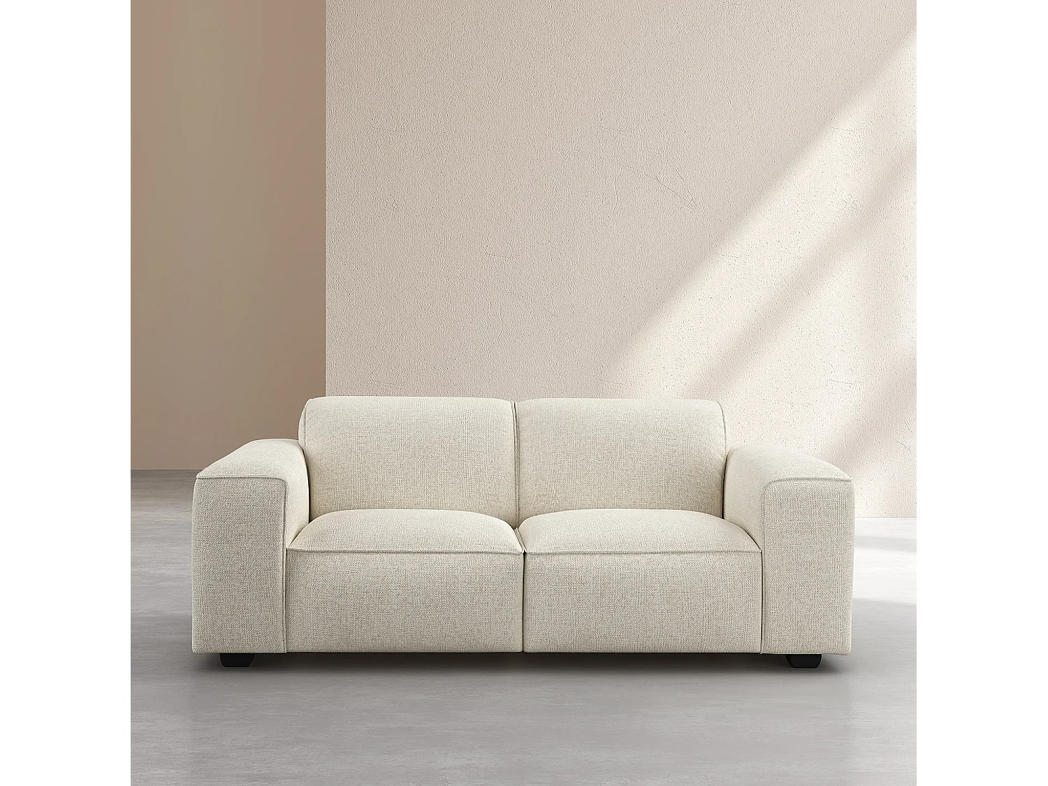 Canapé 2 places en tissu chenille Nino - Crème