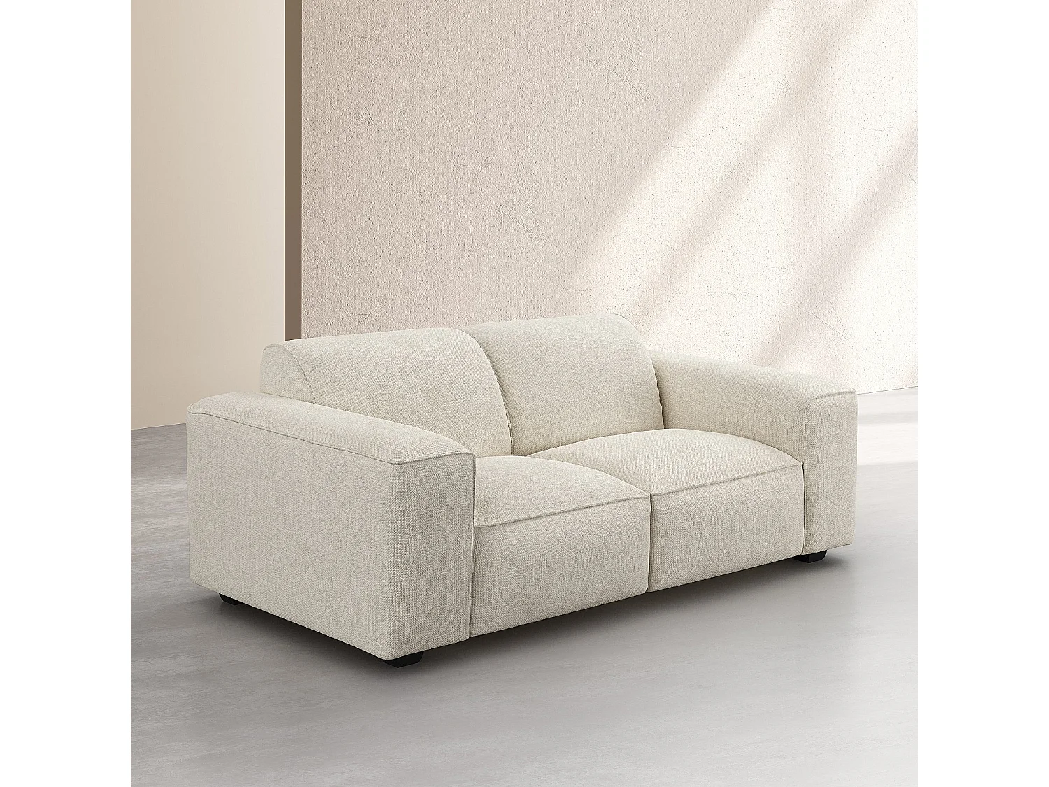 Canapé 2 places en tissu chenille Nino - Crème