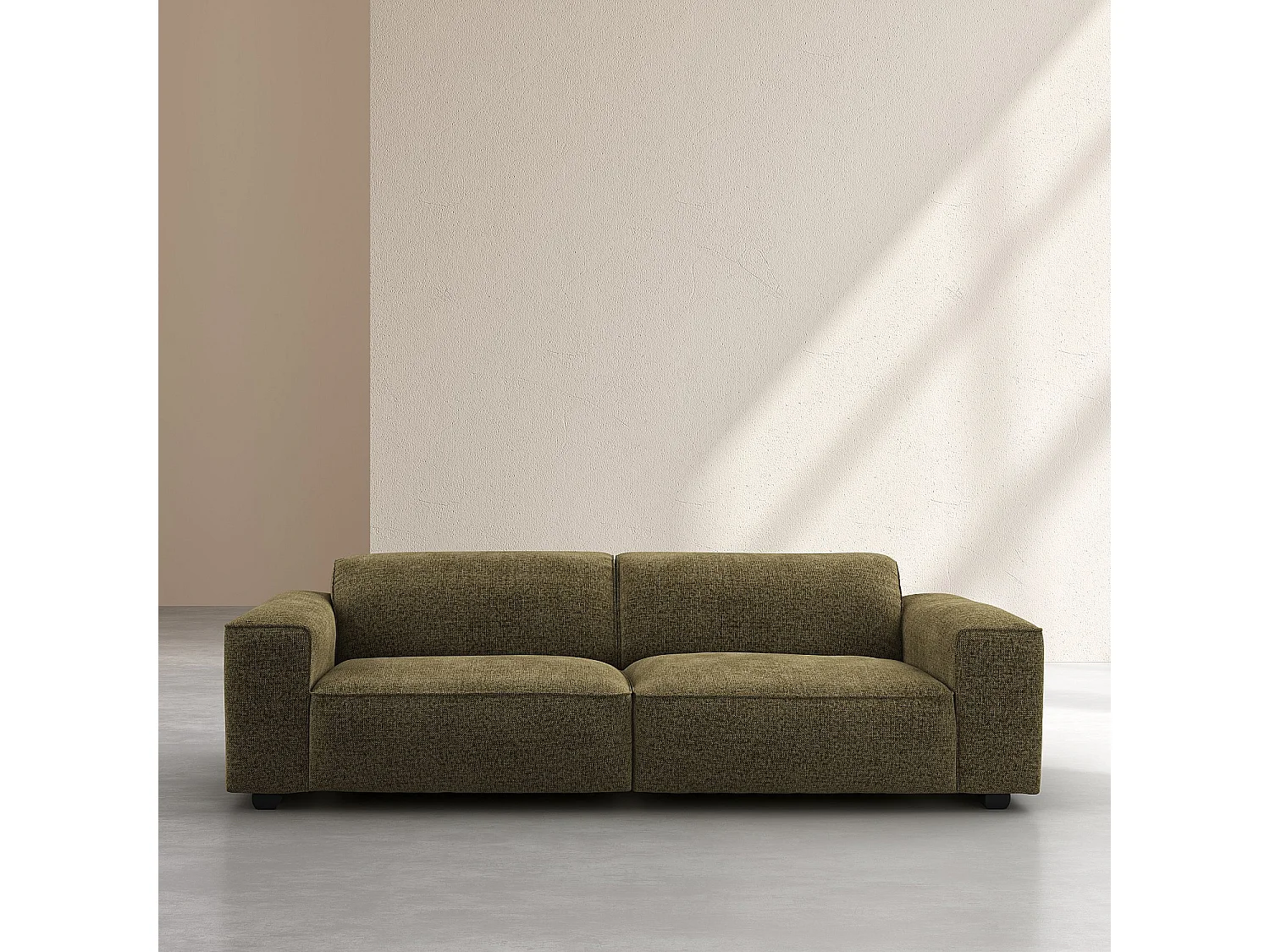 Canapé 4 places en tissu chenille Nino - Vert mousse