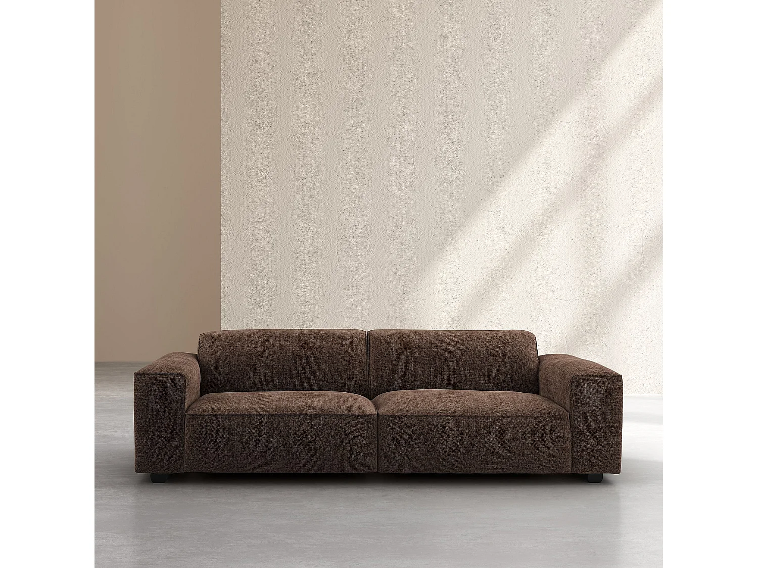 Canapé 4 places en tissu chenille Nino - Chocolat