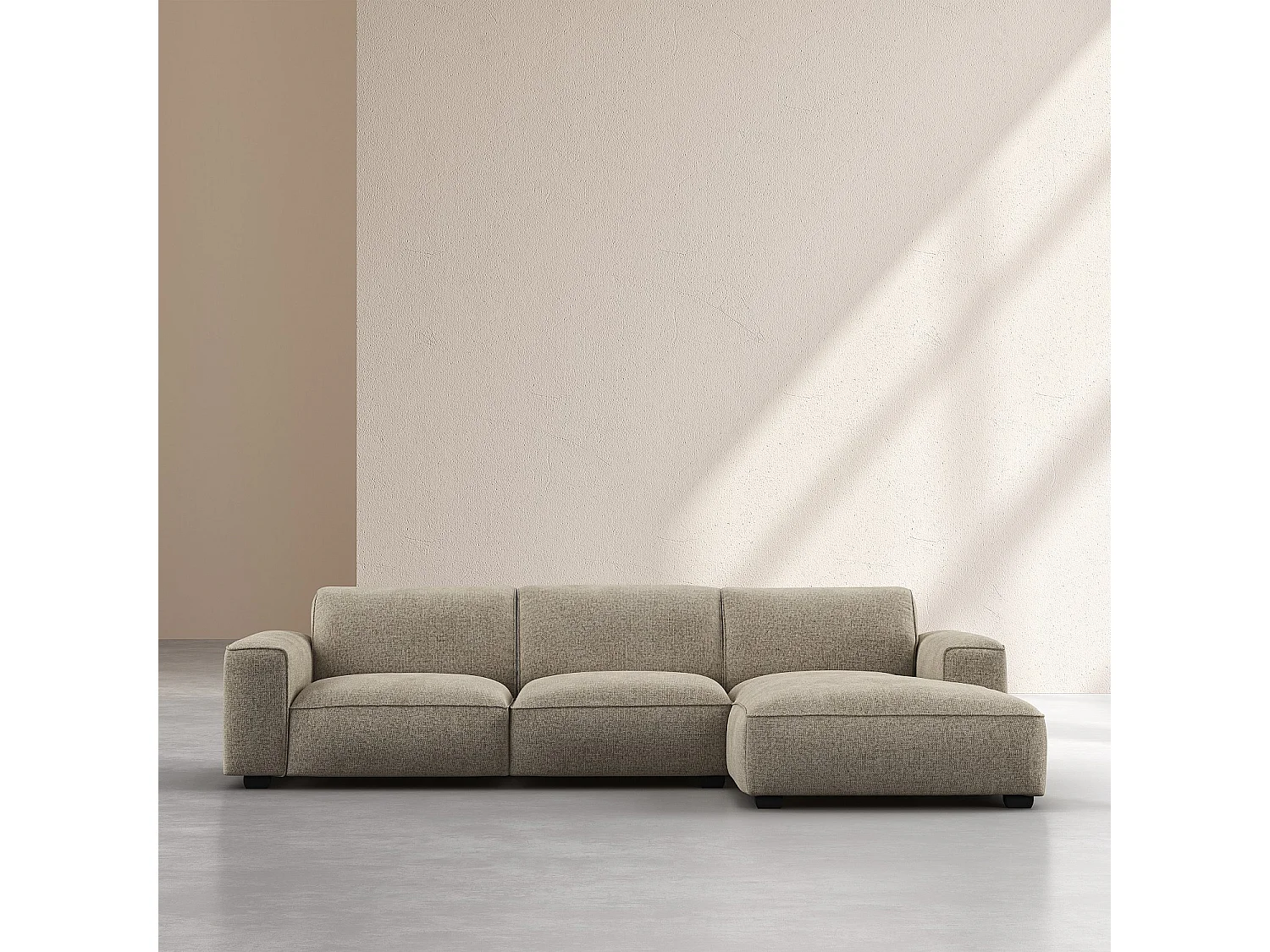 Canapé d'angle droit en tissu chenille Nino - Grège