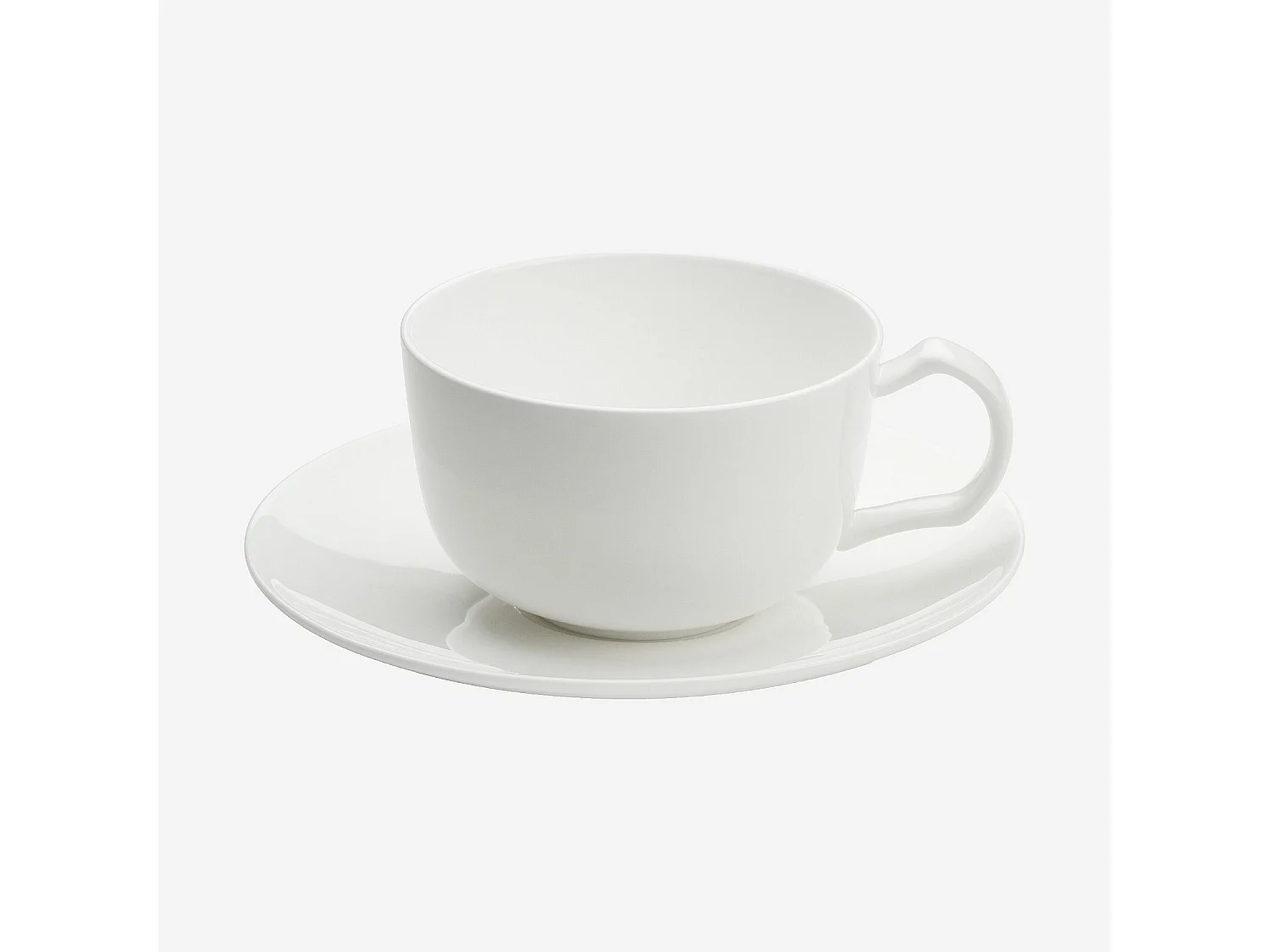 Lot de 6 tasses avec soucoupes en porcelaine - 23 cl - Blanc