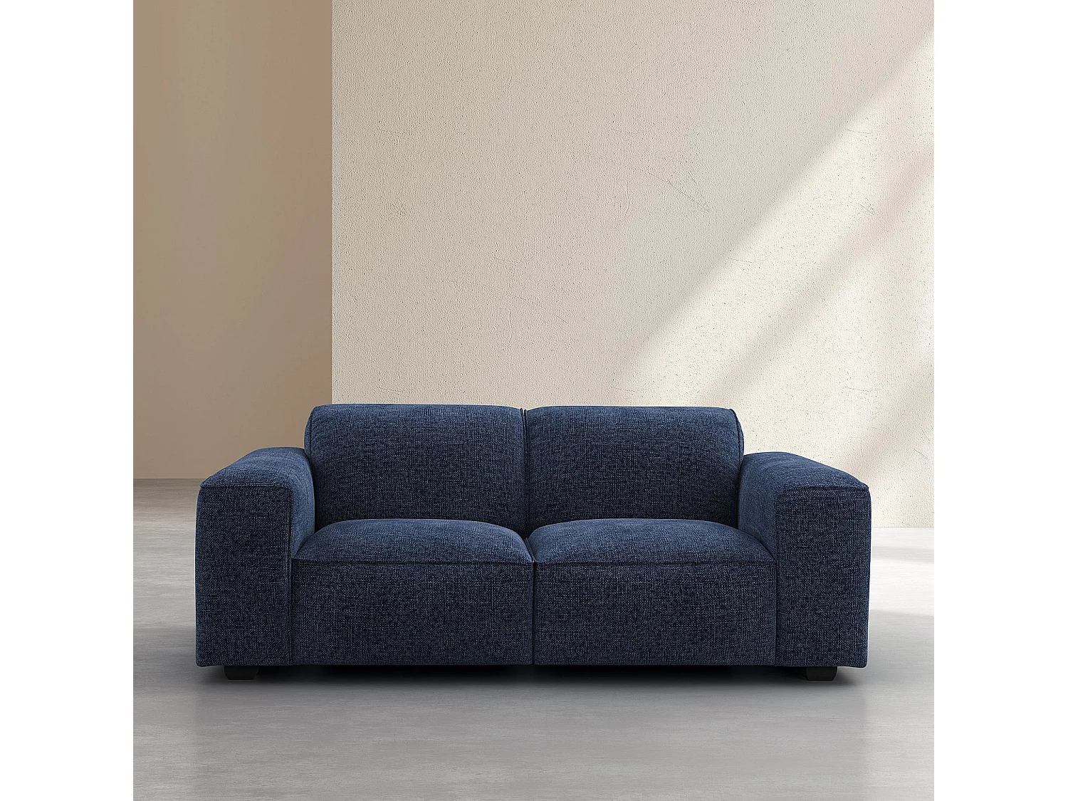 Canapé 2 places en tissu chenille Nino - Bleu marine