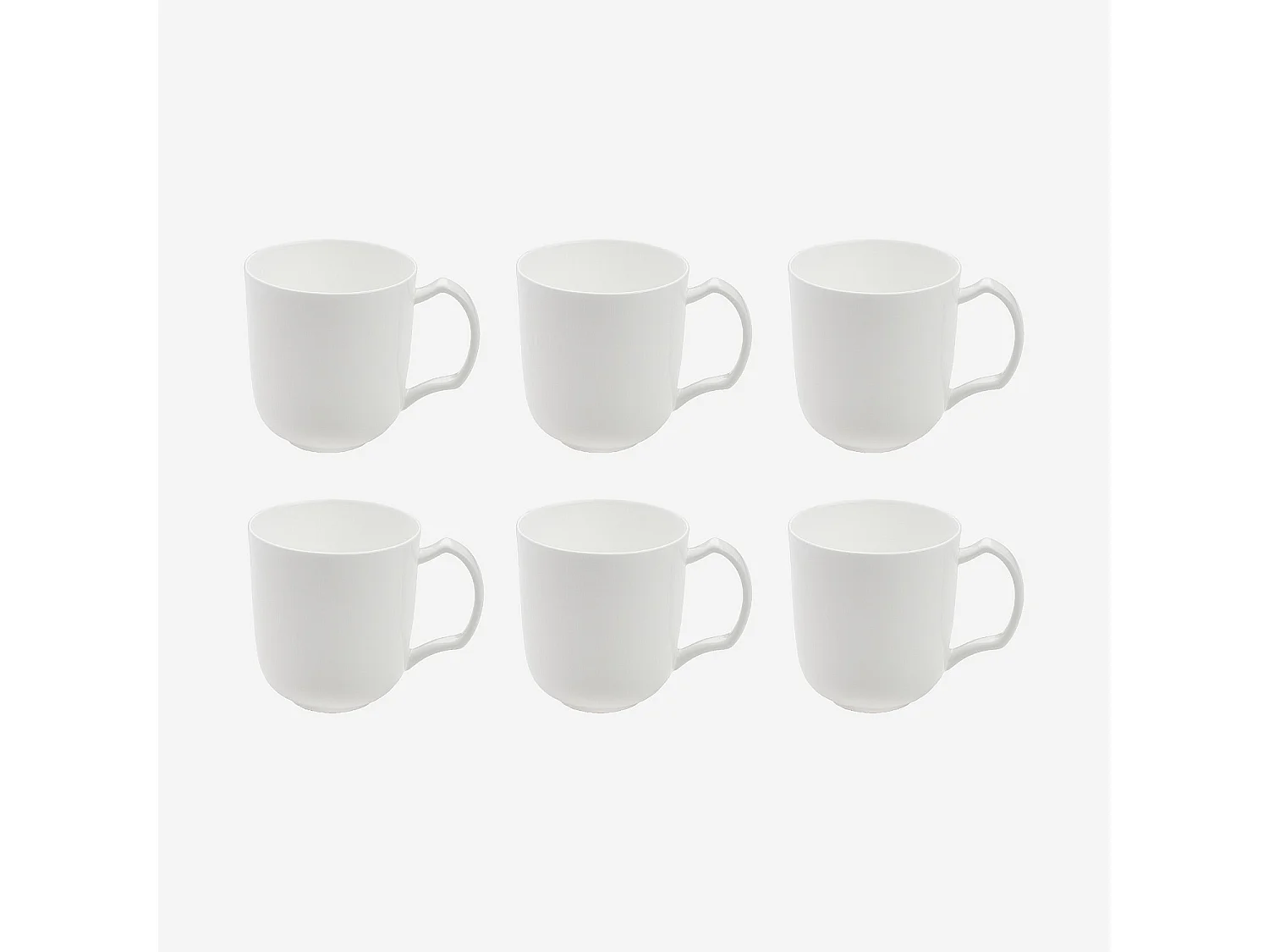Lot de 6 mugs en porcelaine - 38 cl - Blanc