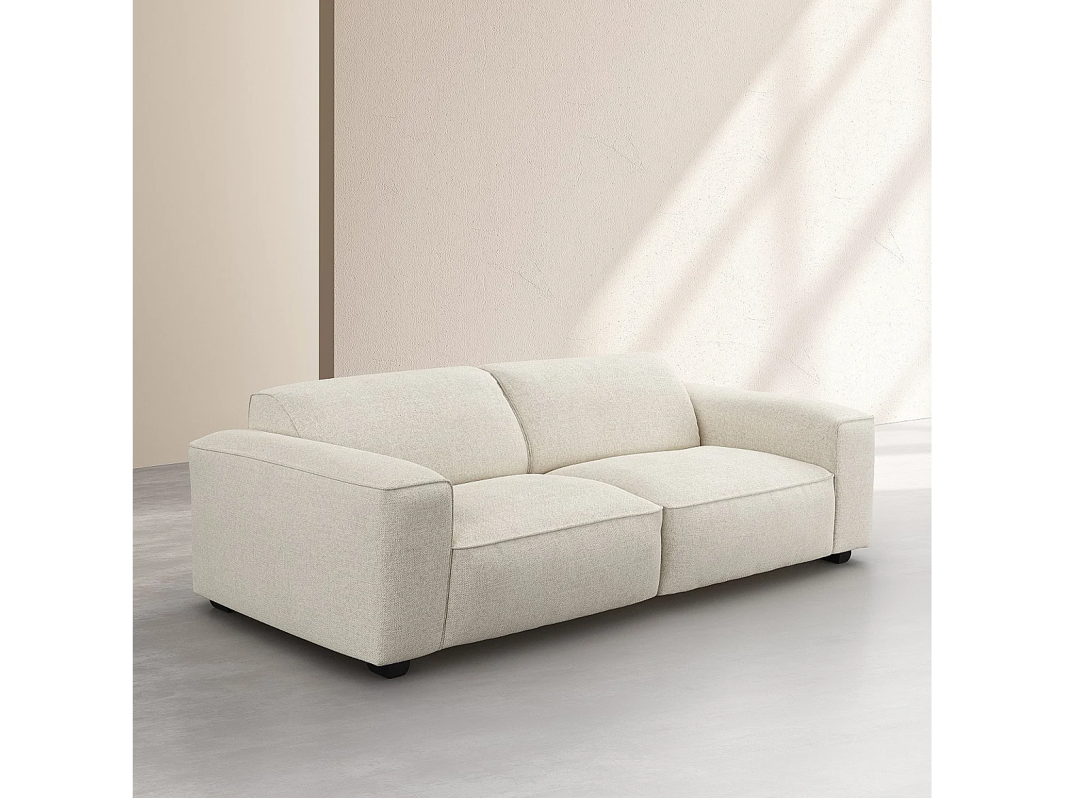 Canapé 4 places en tissu chenille Nino - Crème