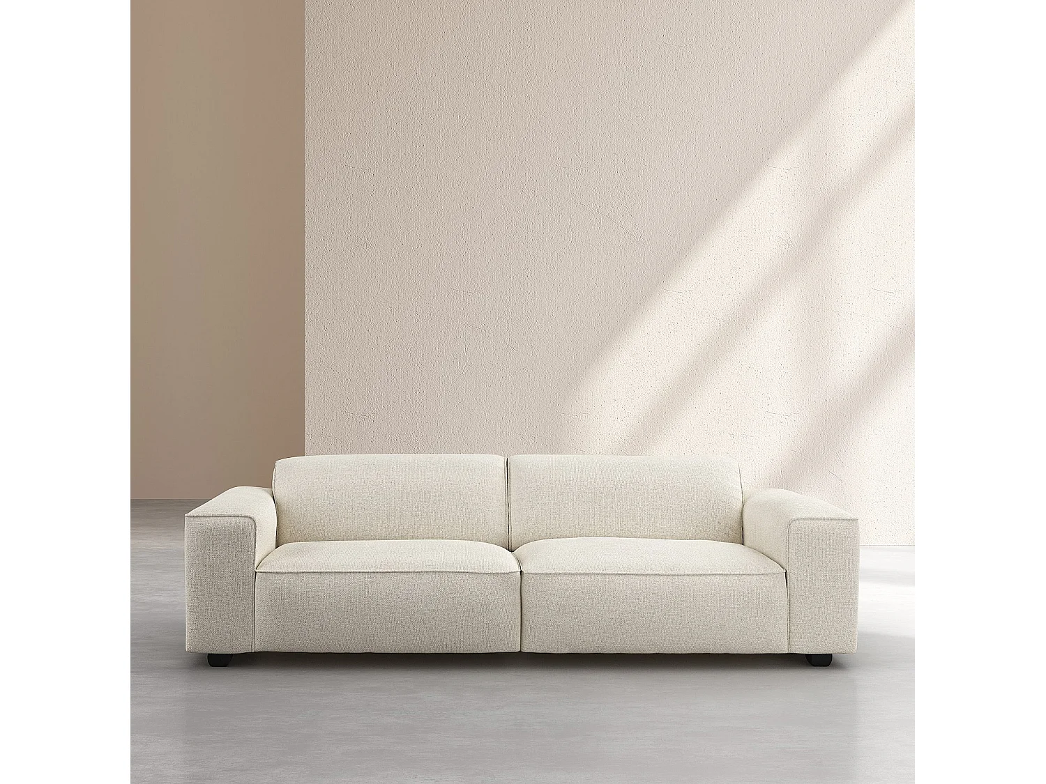 Canapé 4 places en tissu chenille Nino - Crème