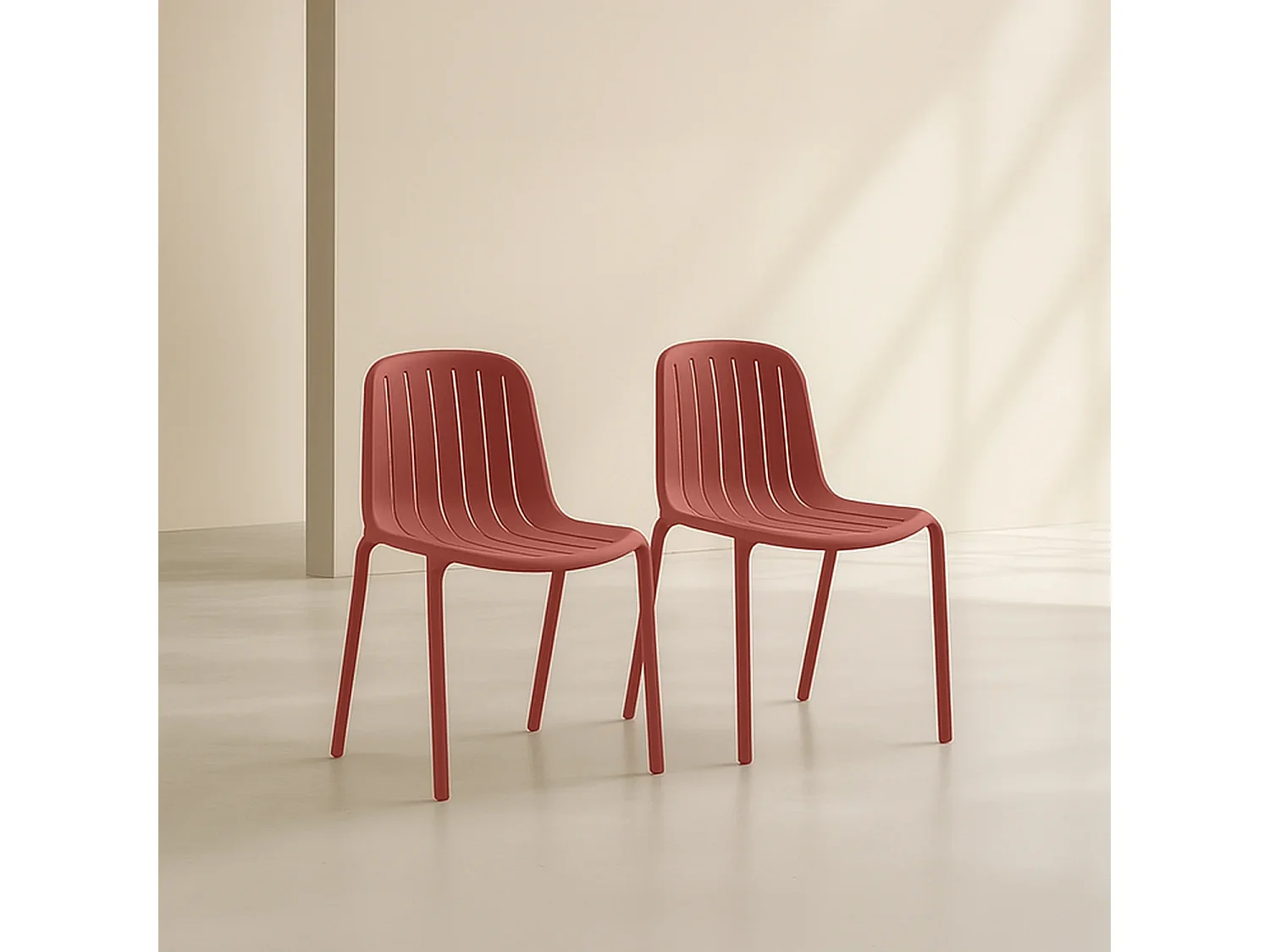 Lot de 2 chaises de jardin en polypropylène - Rouge parme