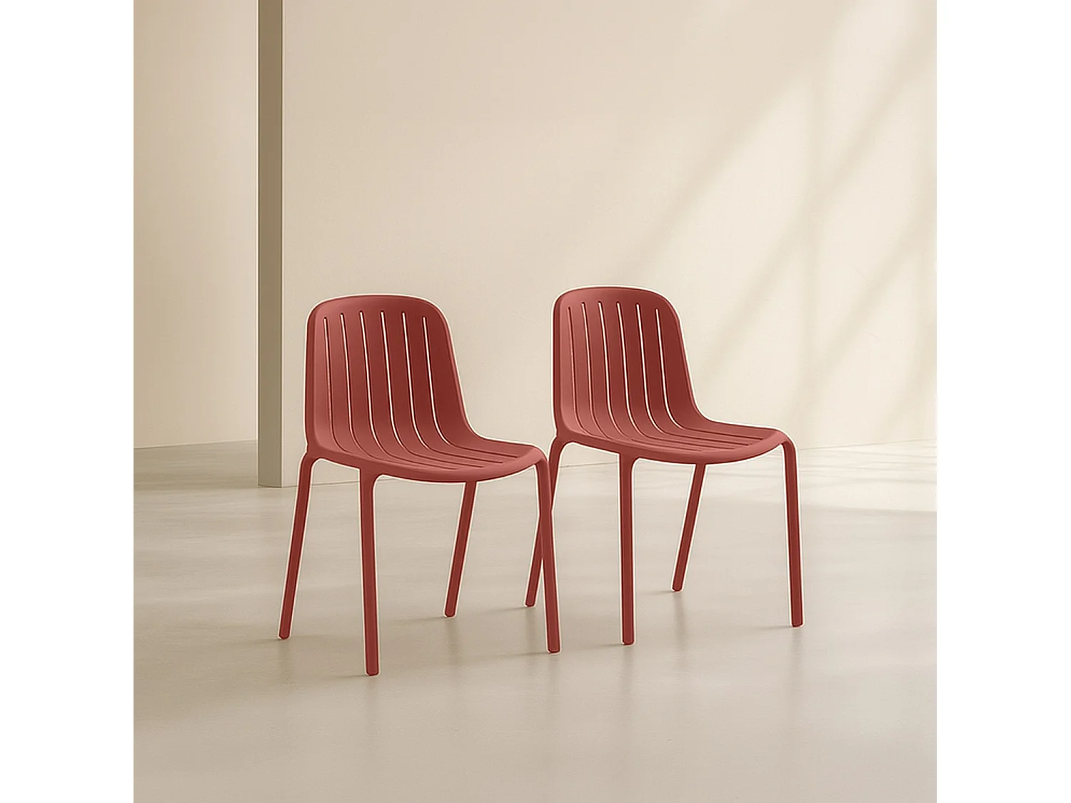 Lot de 2 chaises de jardin en polypropylène - Rouge parme