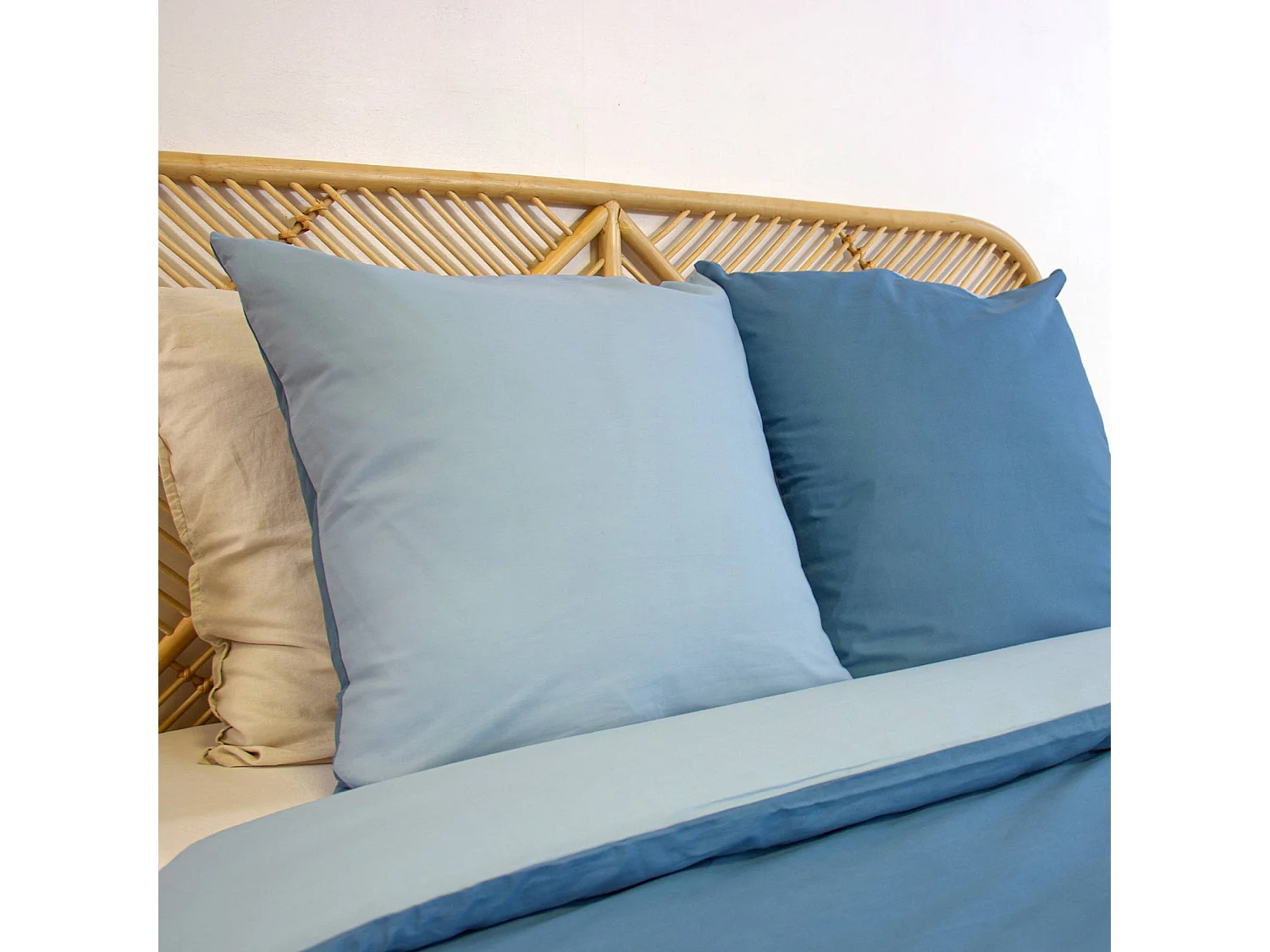 Set biancheria da letto cotone a righe bianco e verde, 2 posti