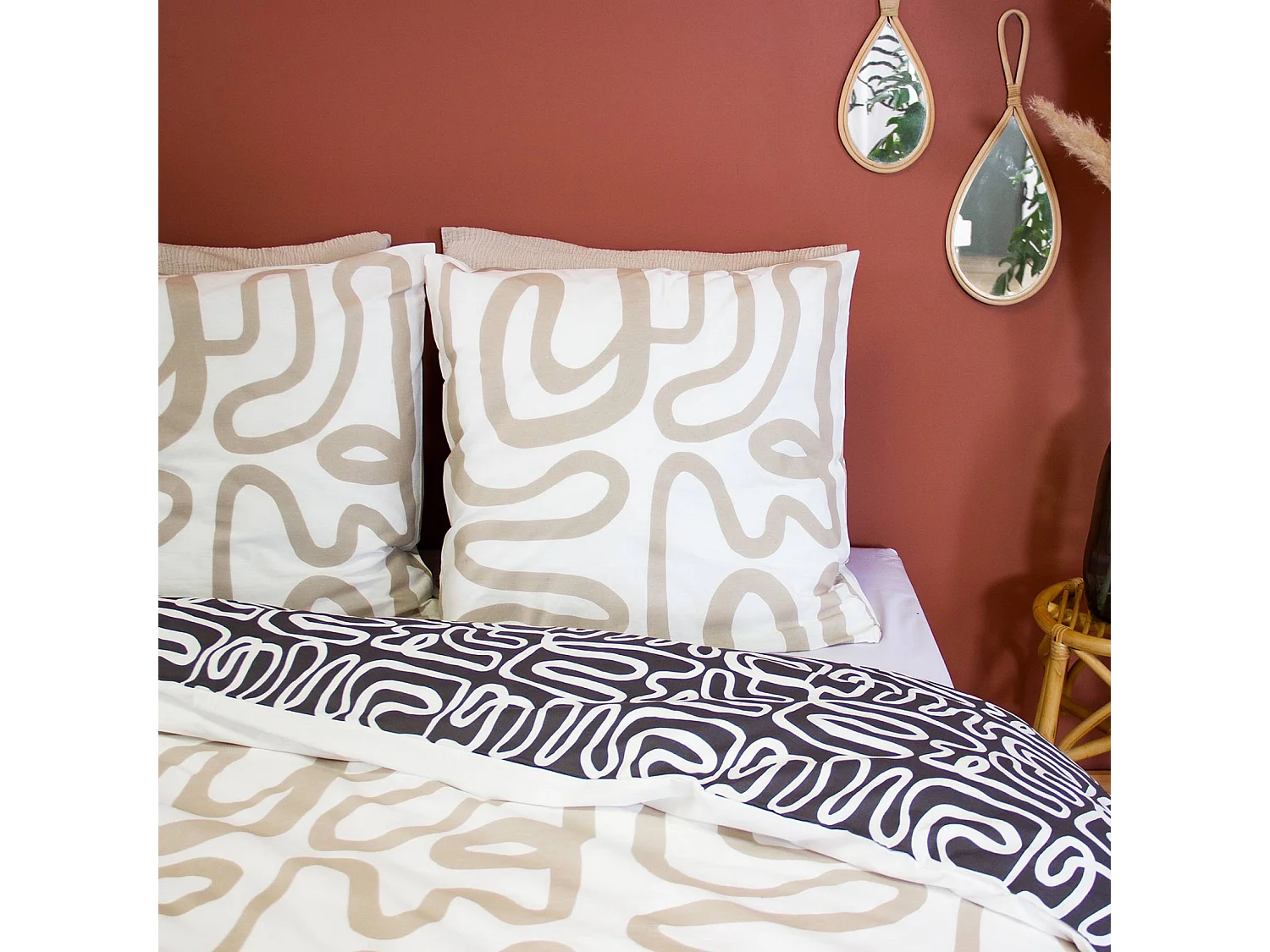 Ropa de cama de algodón reversible con diseño gráfico, 2 plazas