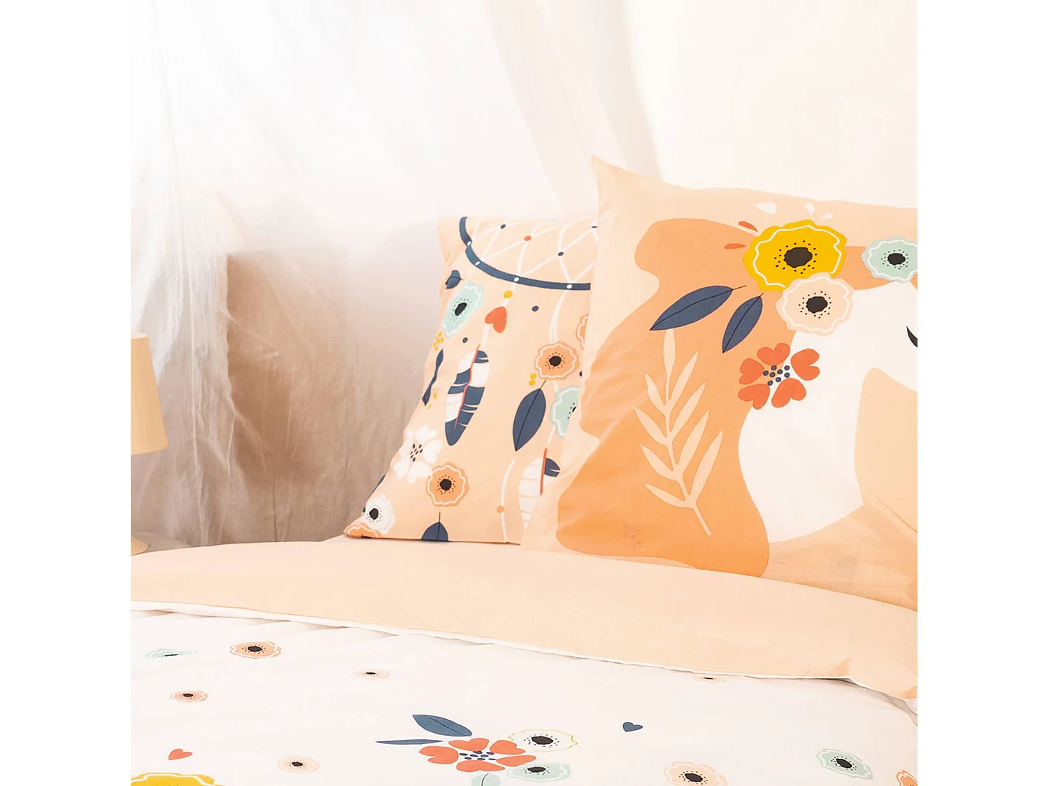 Ropa de cama de algodón reversible con estampado de atrapasueños y