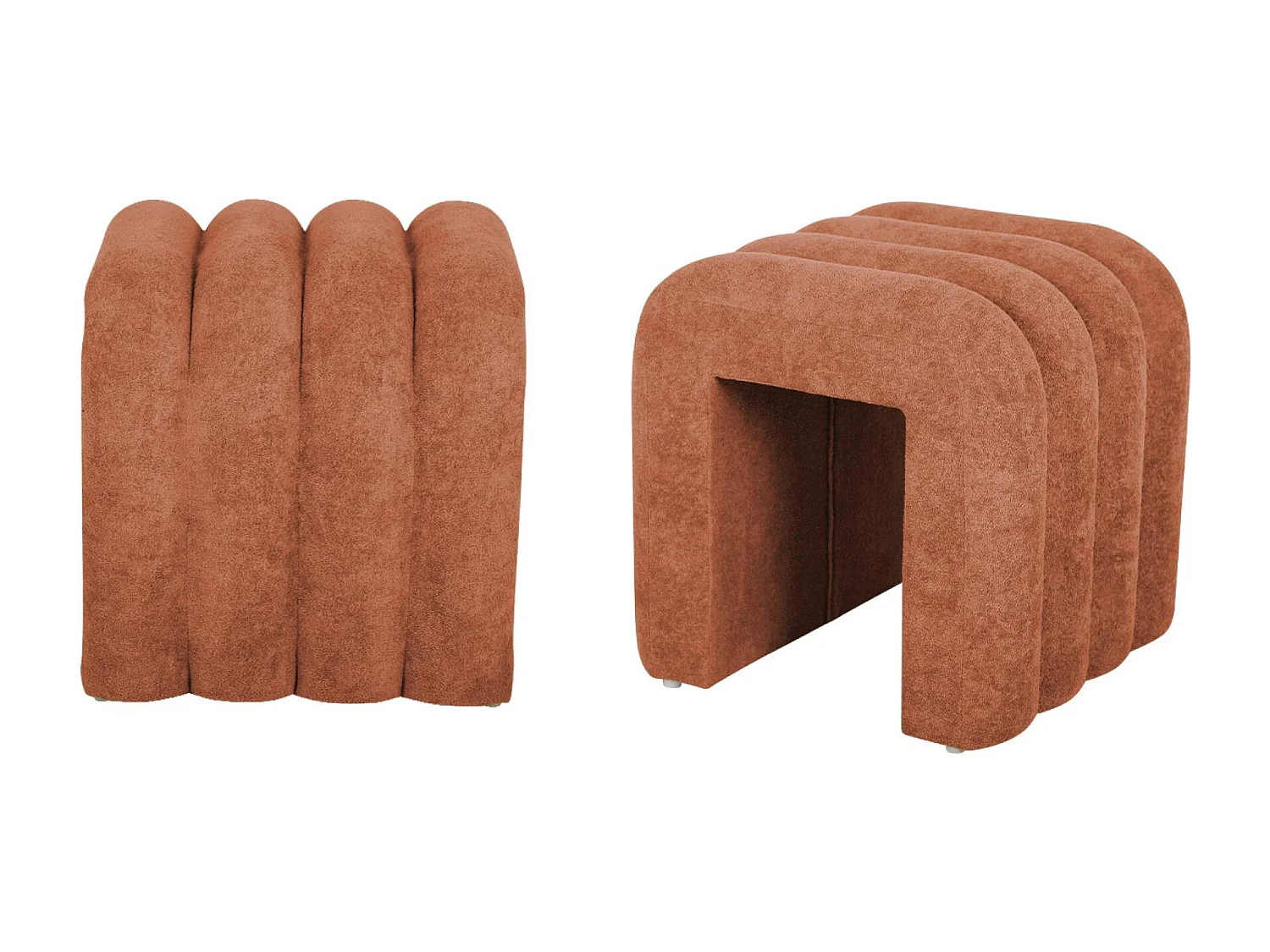 Puff contemporáneo de tela, set de 2 naranja