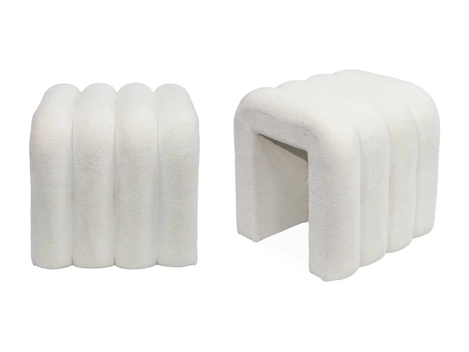 Puff contemporáneo de tela, set de 2 blanco