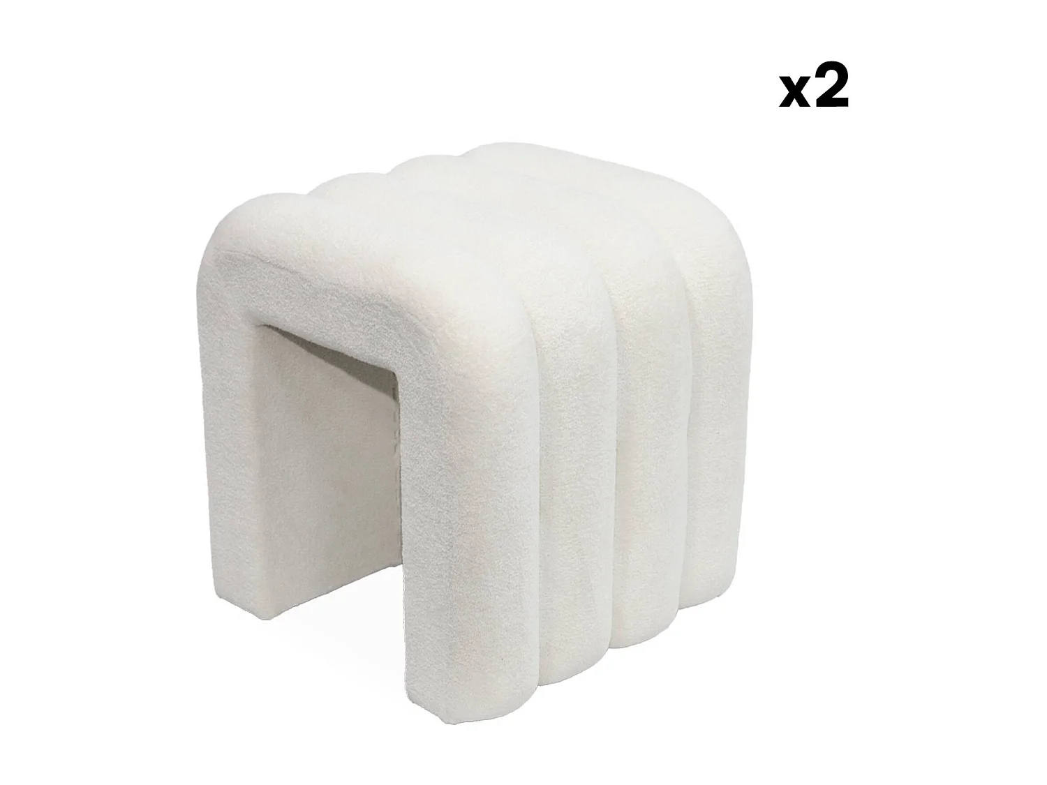 Puff contemporáneo de tela, set de 2 blanco