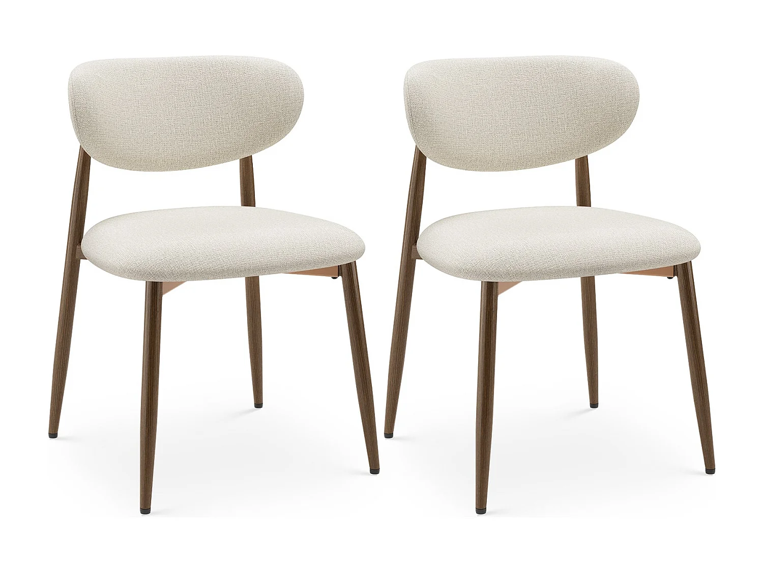 Set van 2 eetkamerstoelen SMARTUE, gestoffeerd, gebogen rugleuning, metalen poten met antislipdoppen, beige