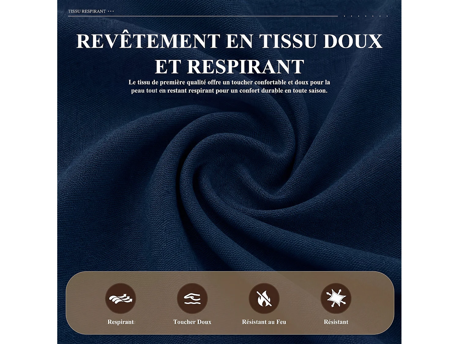 Divano letto pieghevole blu scuro – tessuto multifunzionale, posizione seduta/relax convertibile, porta USB, tavolino pieghevole, cuscino, schienale regolabile