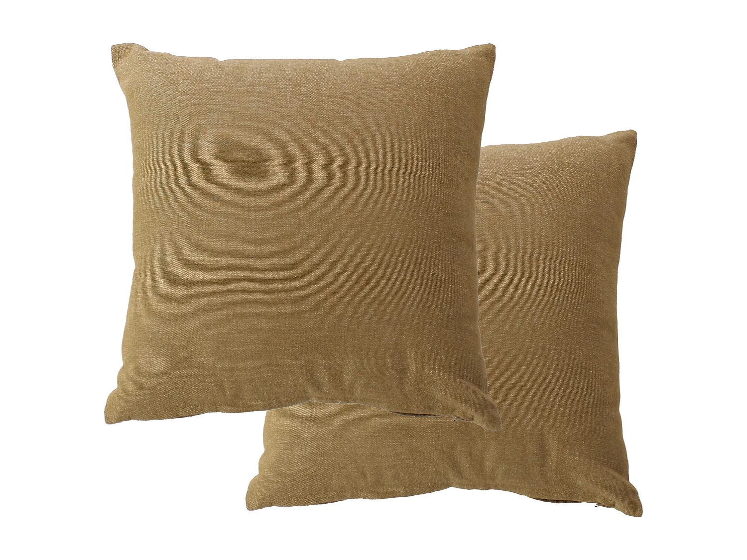 2 coussins carré déhoussable, 40x40cm, beige Ocre, coton chambray, Collection Cambria, CMADECO