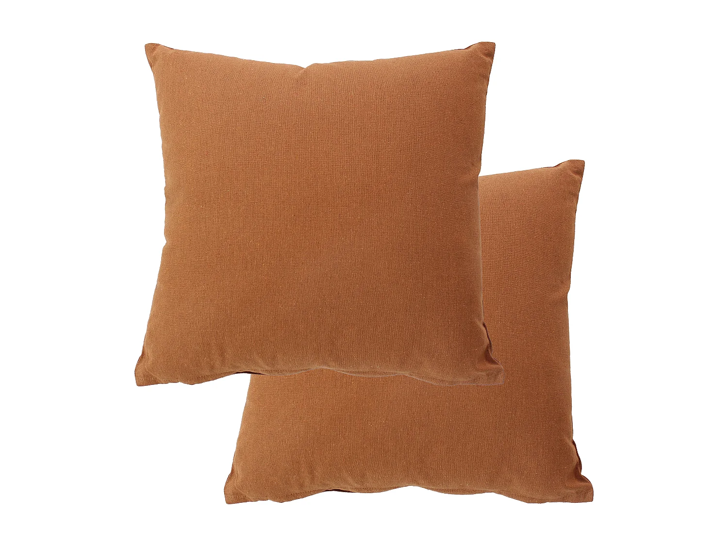 2 coussins carré déhoussable, 40x40cm, orange café, coton chambray, Collection Cambria, CMADECO