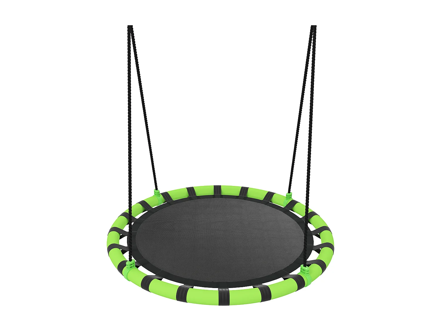 Balançoire nid d'oiseau ronde balançoire panier dia. 1 m 4 anneaux cordages inclus noir vert