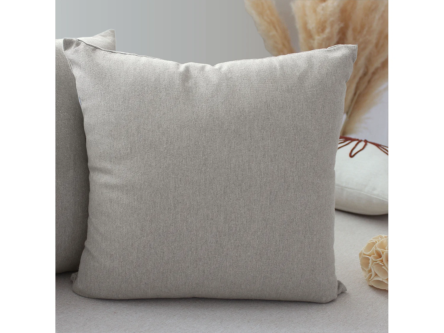 2 coussins carré déhoussable, 40x40cm, lin, coton chambray, Collection Cambria, CMADECO