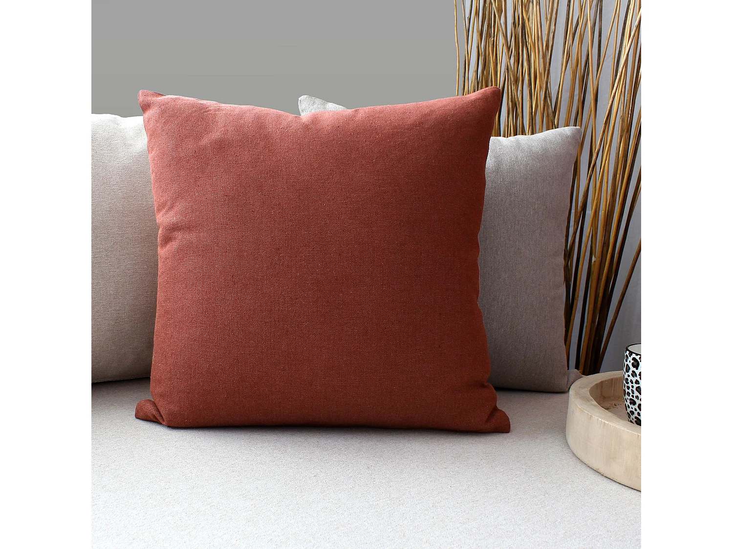 2 vierkante kussenhoezen, 40x40cm, terracotta, chambray katoen, Cambria Collection, CMADECO