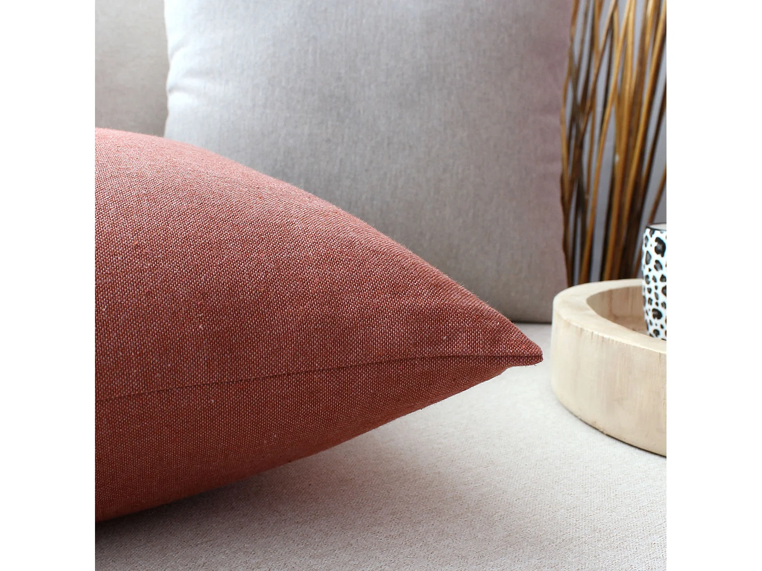 2 vierkante kussenhoezen, 40x40cm, terracotta, chambray katoen, Cambria Collection, CMADECO