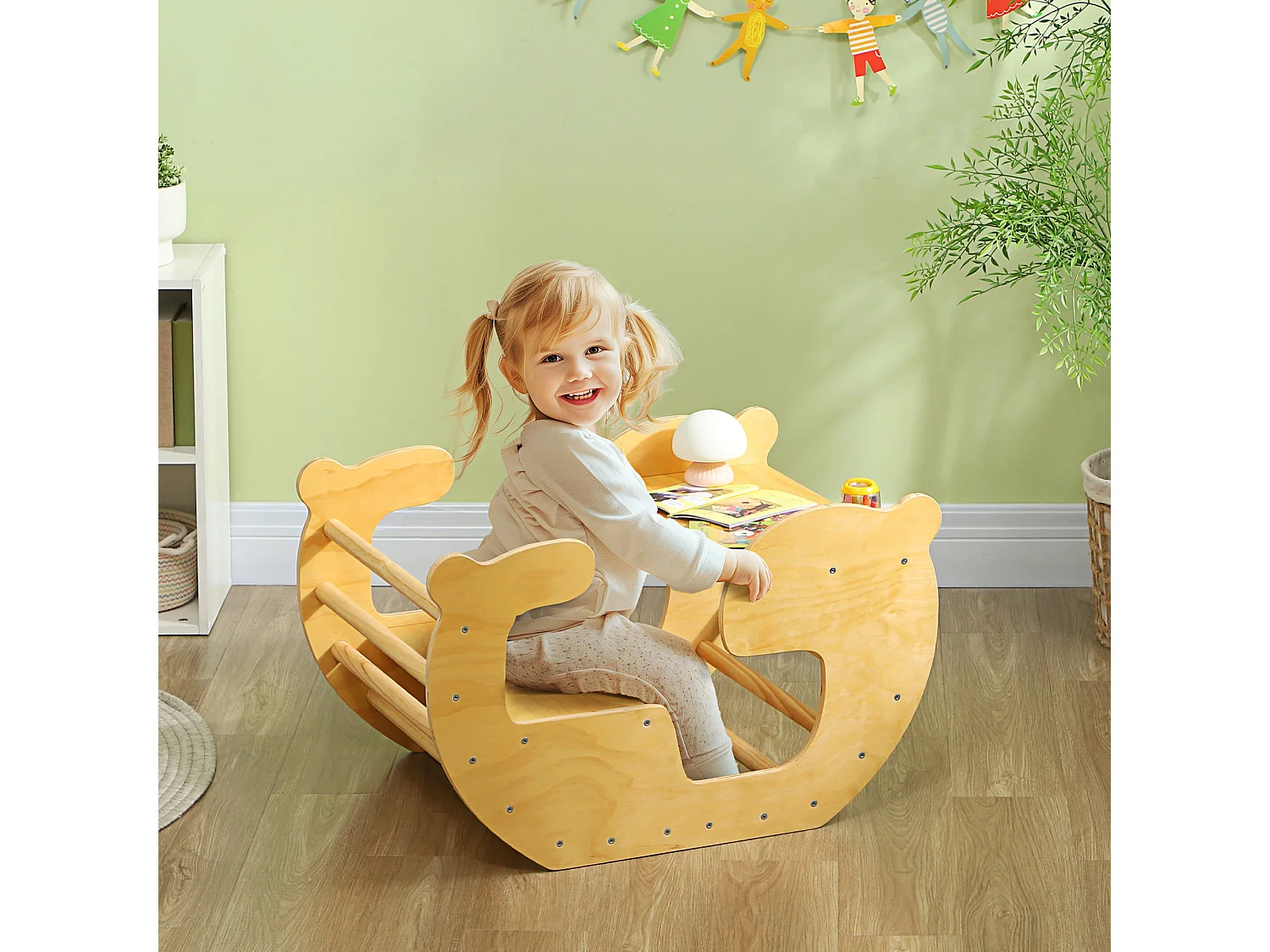 Arche d'escalade enfant bureau 2 en 1 bois pin naturel