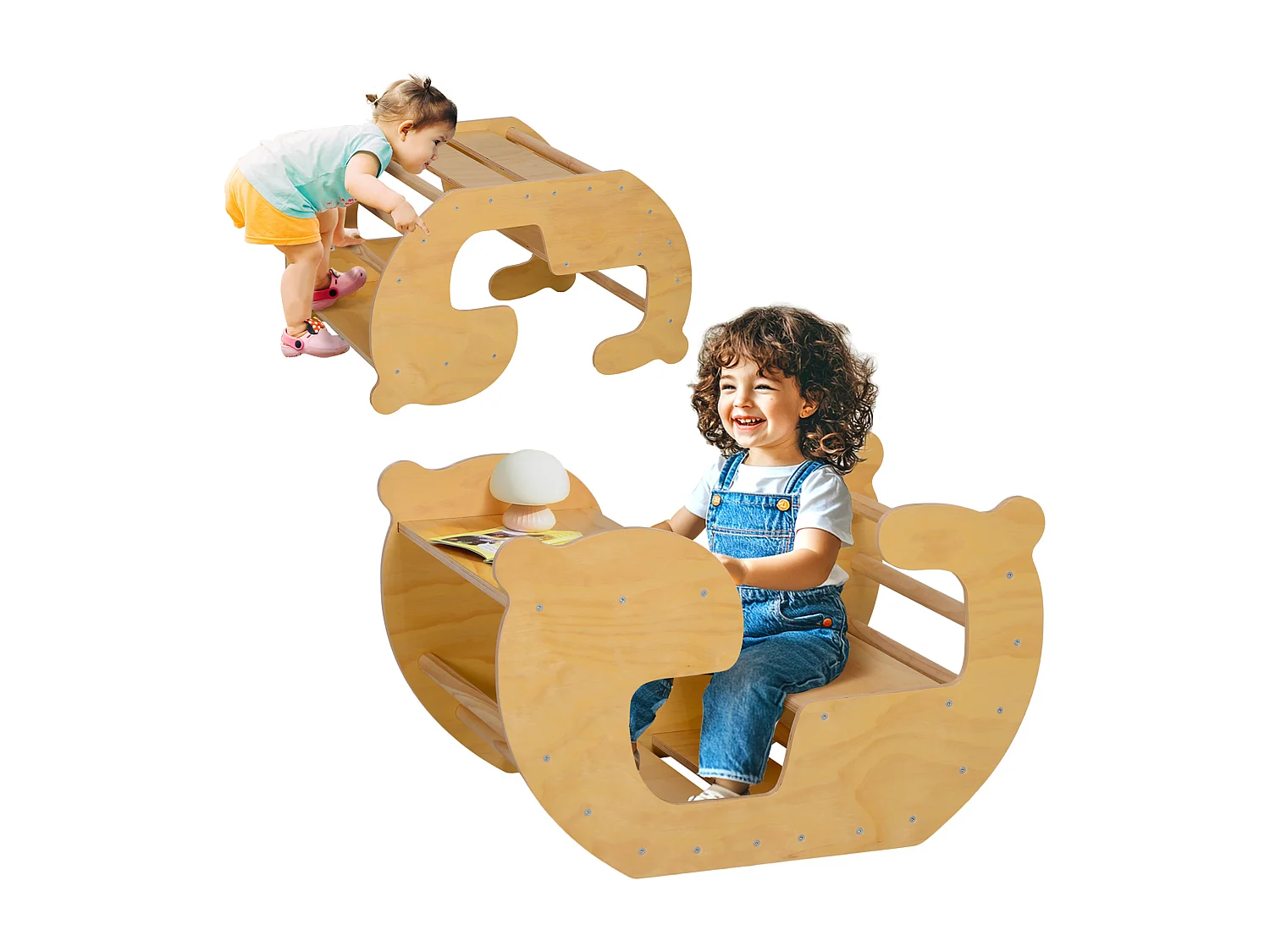 Arche d'escalade enfant bureau 2 en 1 bois pin naturel
