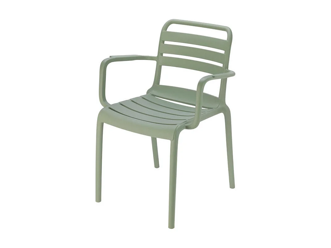 Chaise de jardin empilable PP accoudoirs vert Ambiance