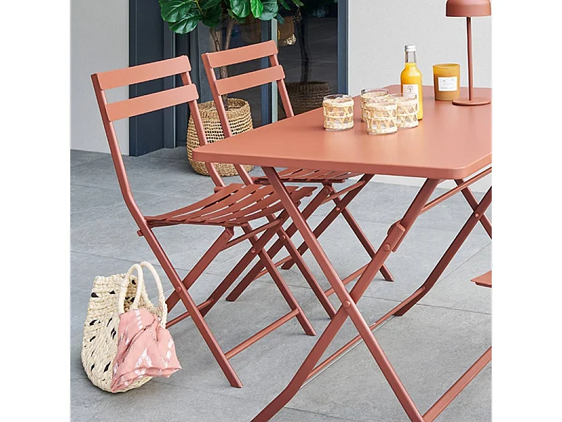 Chaise métal pliante Greensboro acajou Hespéride