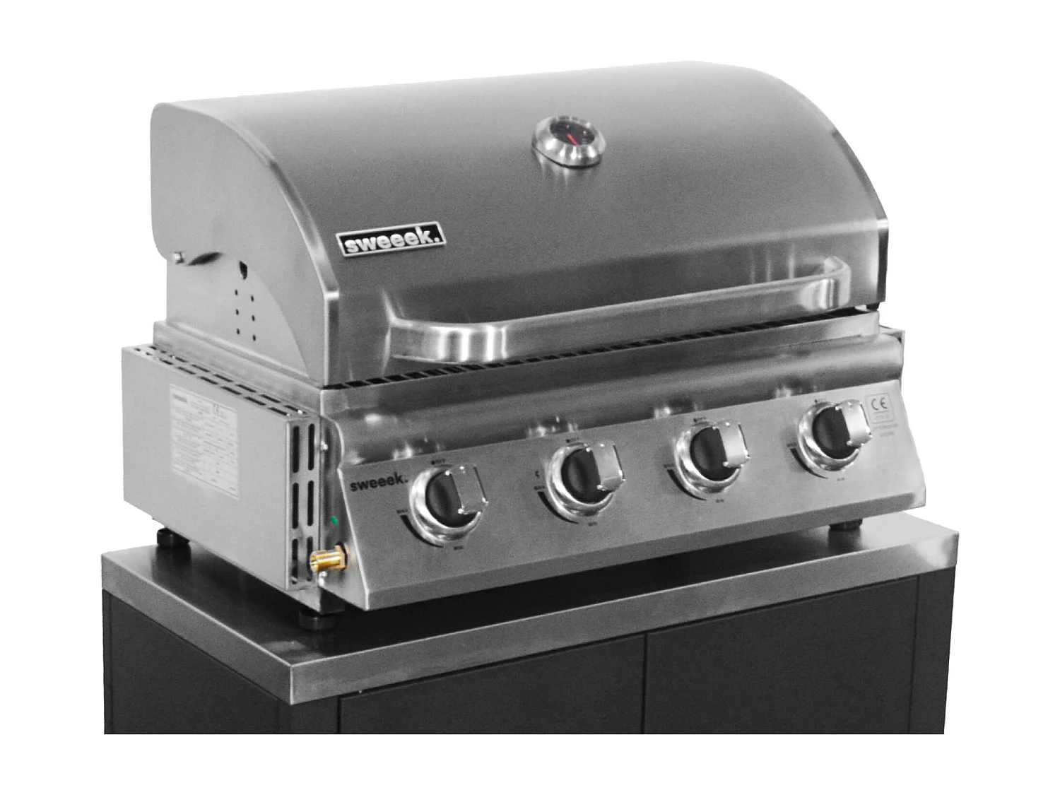 Parrilla de gas 4 quemadores empotrable plata