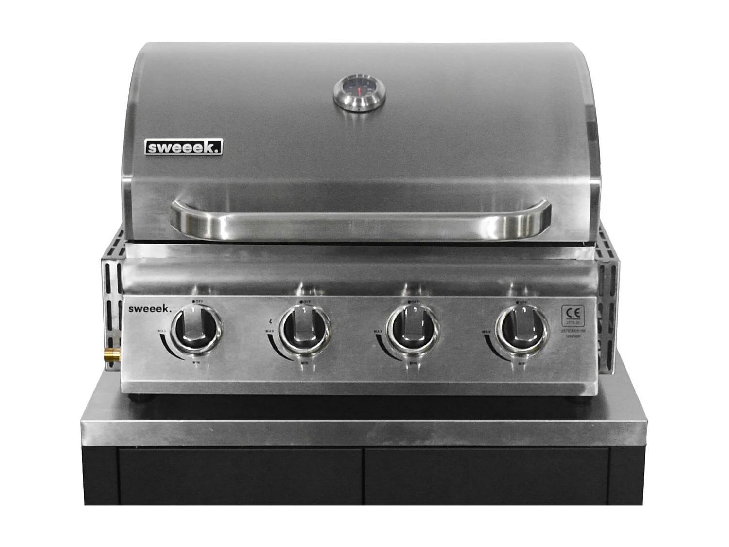 Parrilla de gas 4 quemadores empotrable plata