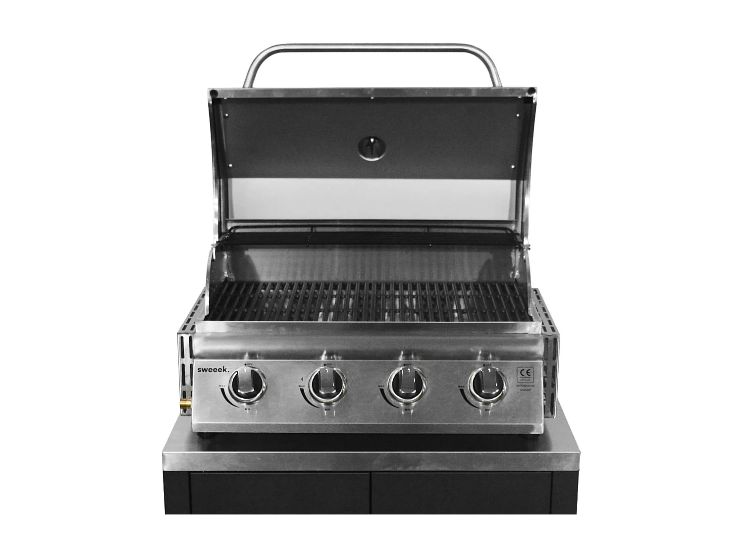 Parrilla de gas 4 quemadores empotrable plata