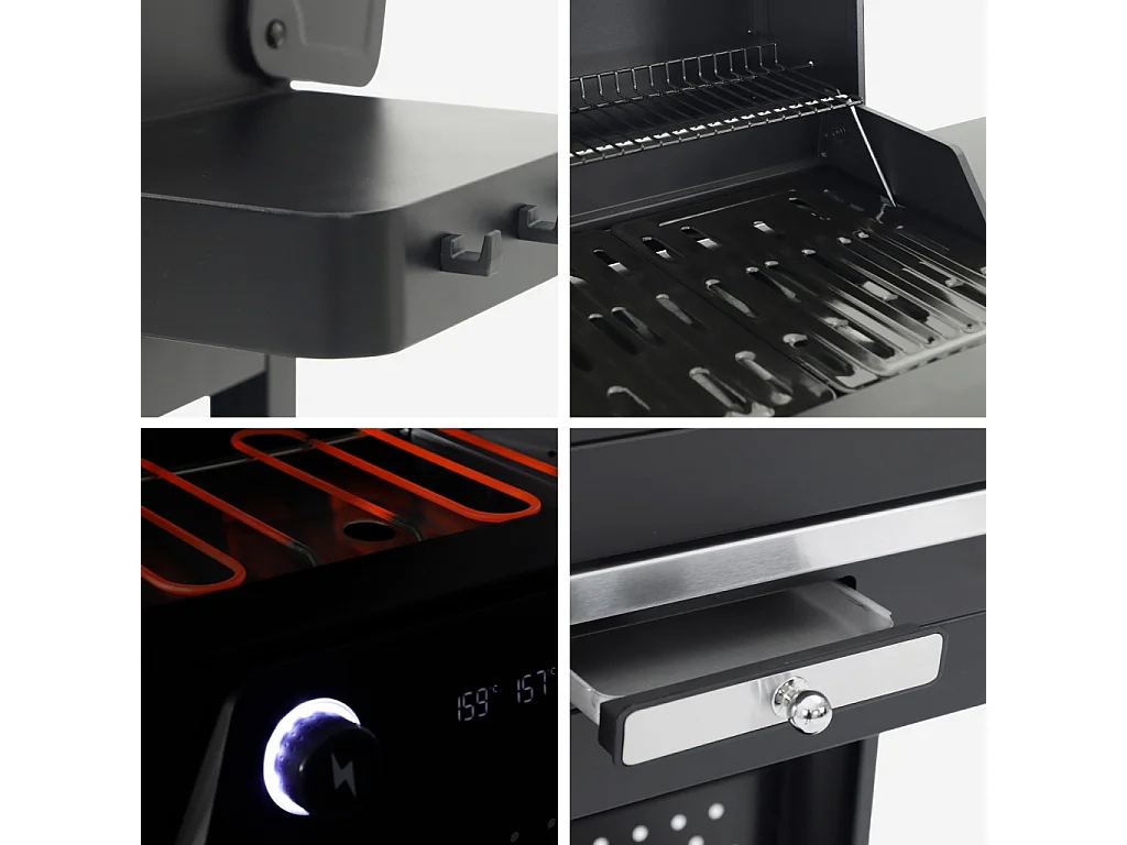 Barbacoa eléctrica de acero esmaltado 2 quemadores 2300 w negro