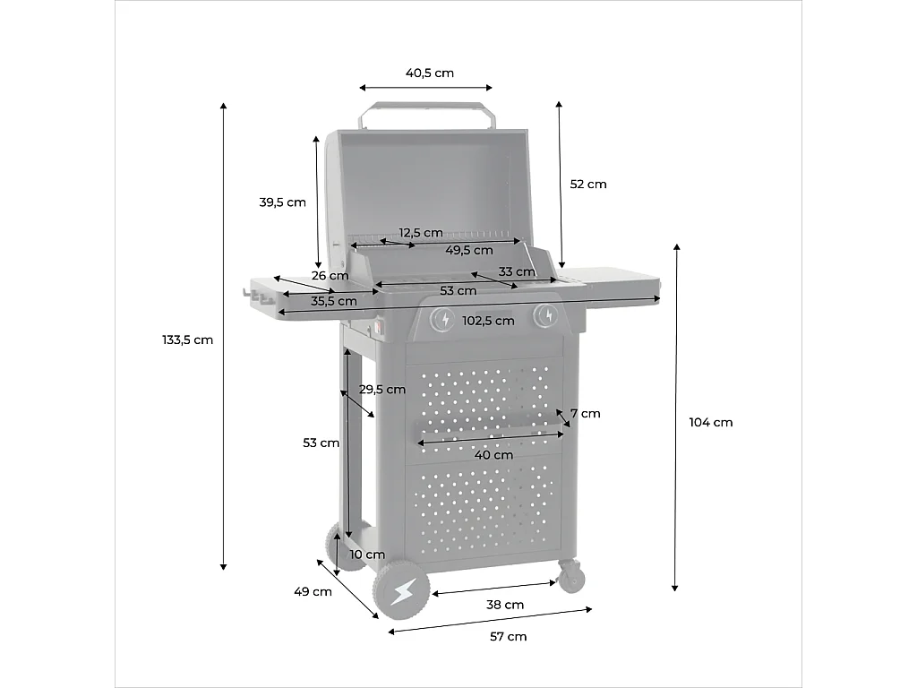 Barbecue elettrico a 2 bruciatori, nero