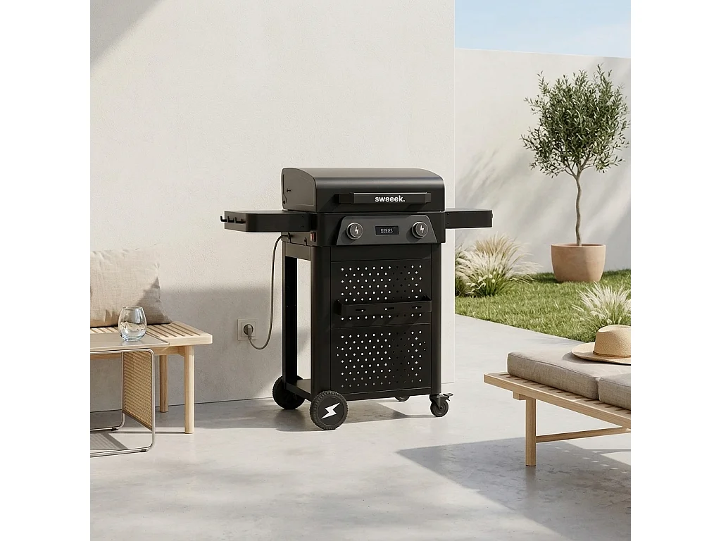Barbacoa eléctrica 2300 w de 2 quemadores negro