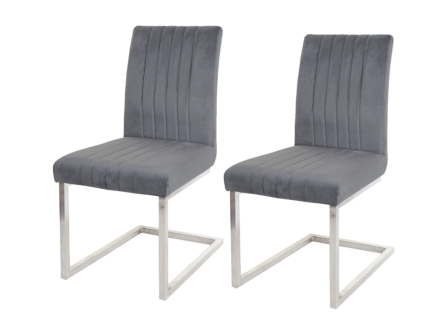 Set 2x sedie sala da pranzo design moderno MCW-L14 struttura a slitta velluto ~ grigio scuro