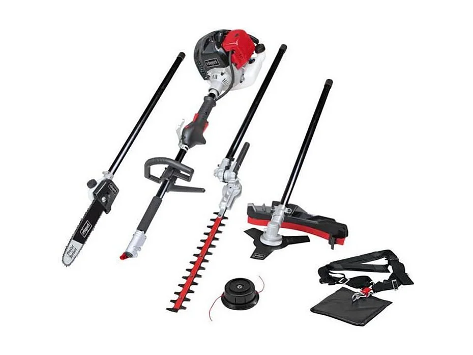 Débroussailleuse thermique 4 en 1 SCHEPPACH 52cc - Débroussailleuse, coupe-bordures, taille-haies et élagueuse télescopique