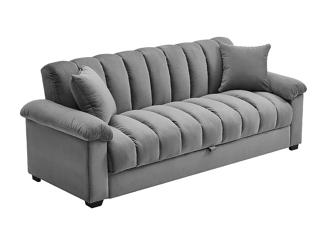 Grey Fabric Channel Design Sofa Bed