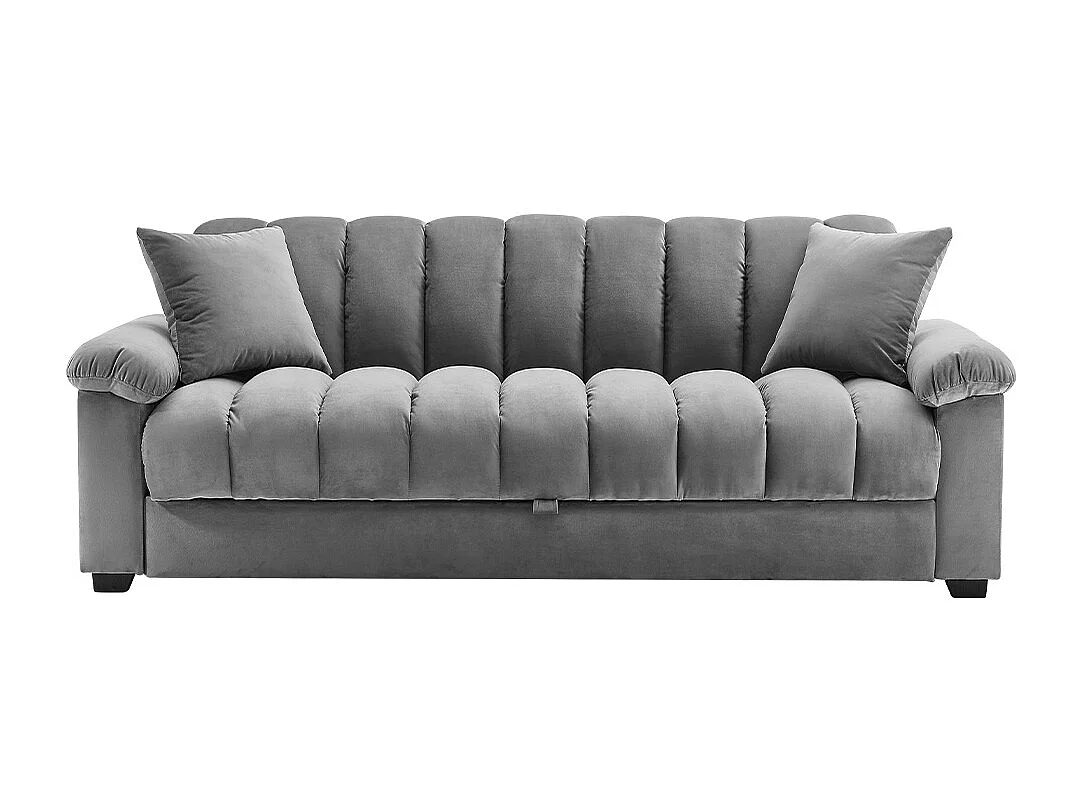 Grey Fabric Channel Design Sofa Bed