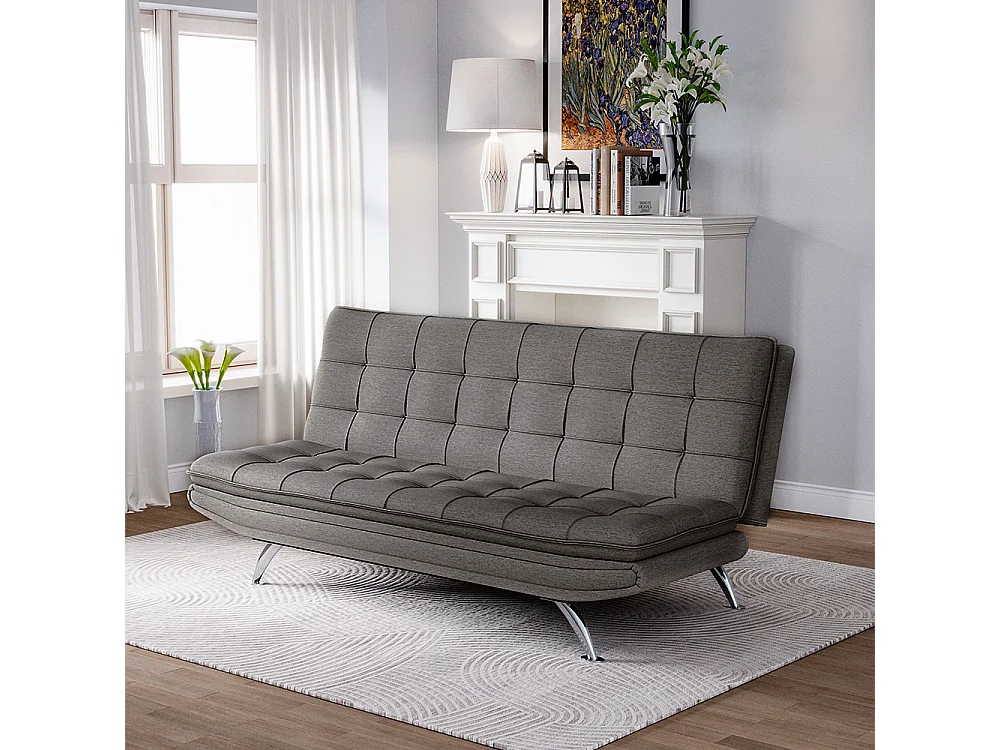 Dark Grey Linen 3 Position Convertible Sofa Bed
